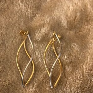 14k gold two tone earrings